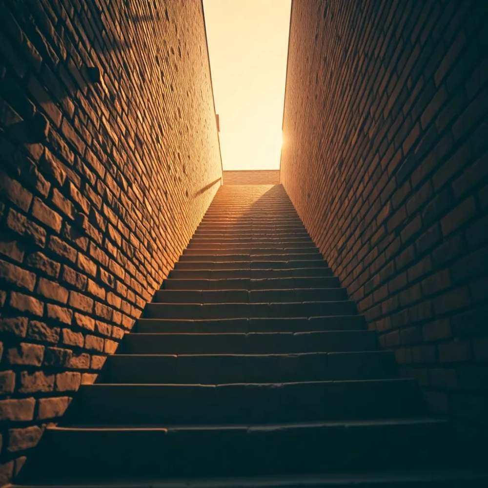 Wysokie schody z kostki brukowej